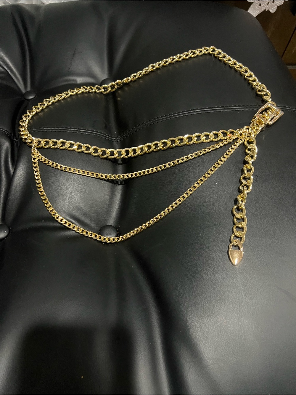 Gold Layered Chain Waist Belt with Draped Strands
